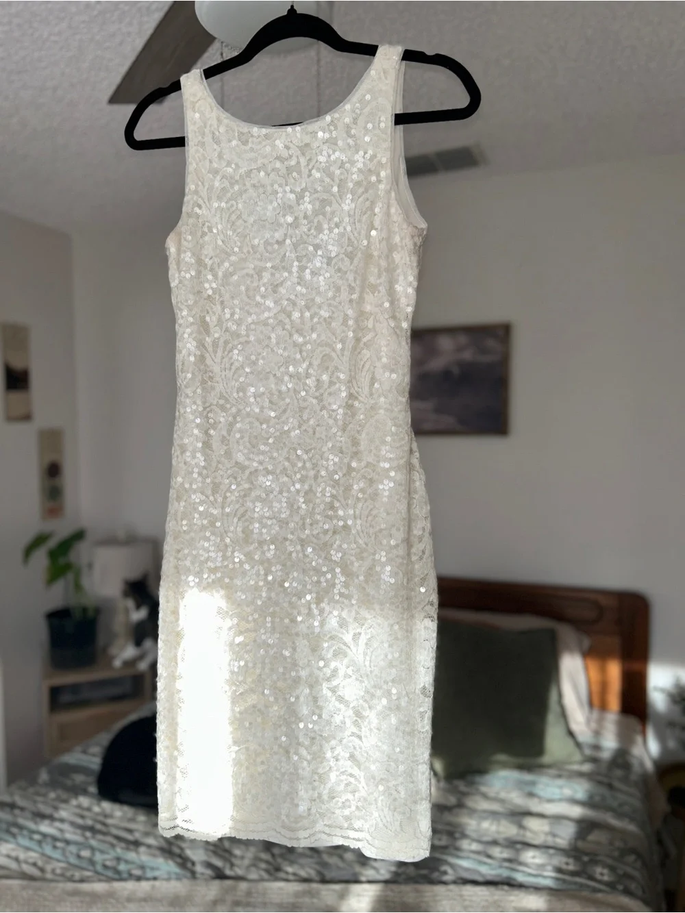 Ralph Lauren Ivory Sequin Lace Midi Dress - Picture 7 of 9